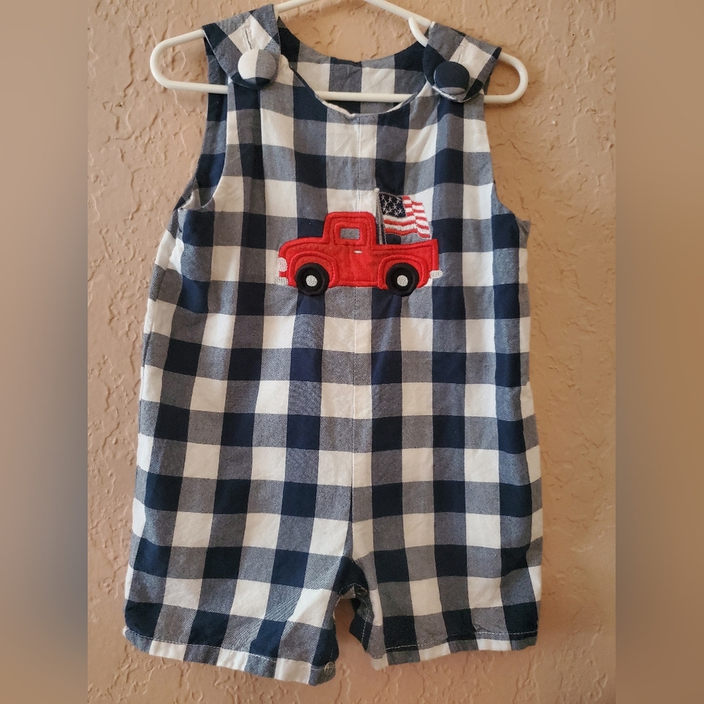 Caught ya Lookin' plaid romper size 18 months Red, white and blue